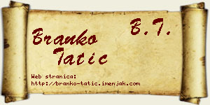 Branko Tatić vizit kartica